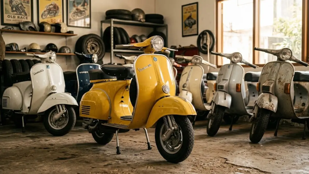 Ilustrasi: Vespa lawas seperti Super Sprint 90 (SS90), Special 90, PTS, GS, VBB, Sprint, hingga PX dalam kondisi istimewa dapat memiliki nilai tinggi di kalangan kolektor. Kelangkaan, orisinalitas komponen, kondisi kendaraan, tahun produksi, dan kelengkapan surat menjadi sejumlah faktor yang memengaruhi harga Vespa klasik (ai/Sulistiono)