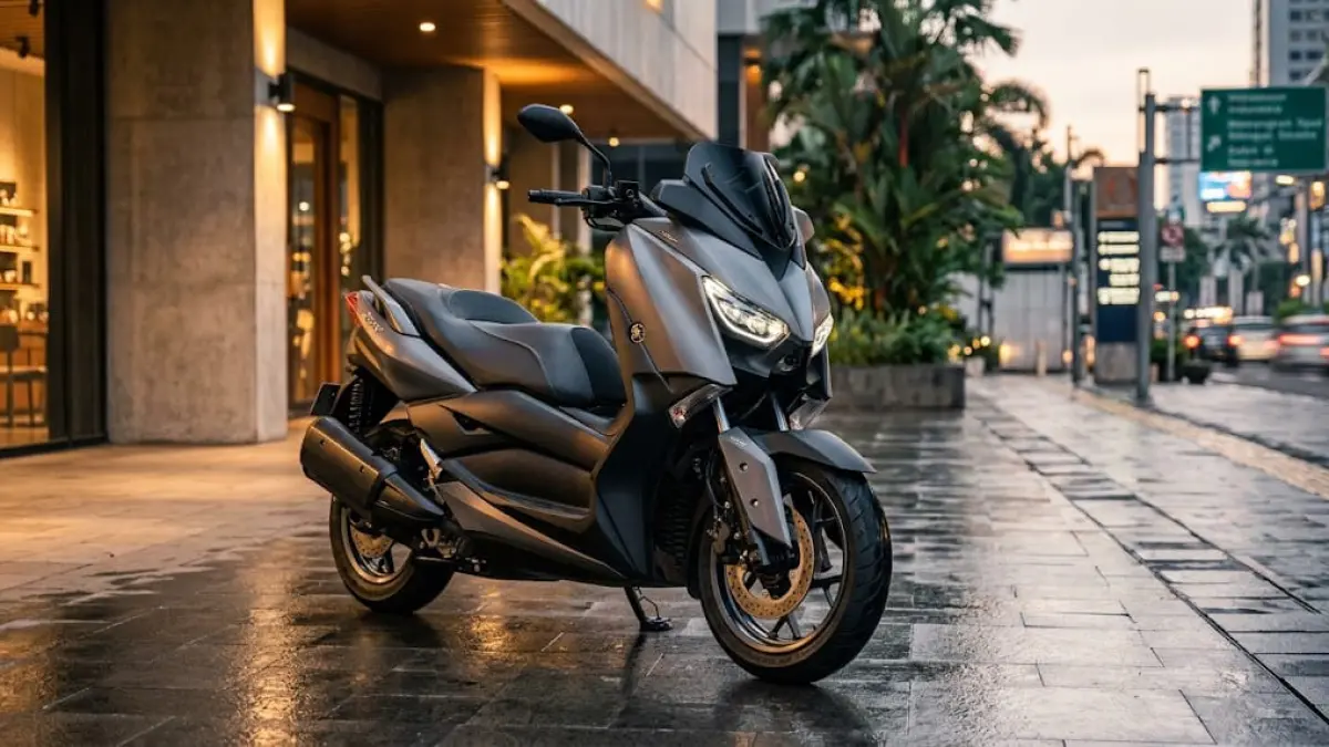 Ilustrasi: Ceramic Grey pada Yamaha XMAX Connected 2026 memberikan kesan elegan dan premium, setelah sebelumnya dikenal sebagai warna eksklusif pada varian TechMAX. (ai/Sulistiono)