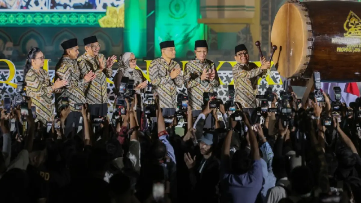 Pembukaan MTQ XXXI Tahun 2026 oleh Menteri Koordinator Bidang Pembangunan Manusia dan Kebudayaan (Menko PMK) Prof. Pratikno bersama Menteri Agama (Menag) RI Nasaruddin Umar, Gubernur Jateng Ahmad Luthfi, Wali Kota Semarang Agustina Wilujeng Pramestuti dan sejumlah pimpinan lainnya ditandai dengan pemukulan bedug.