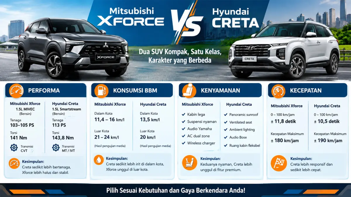 Mitsubishi Xforce vs Hyundai Creta 2026