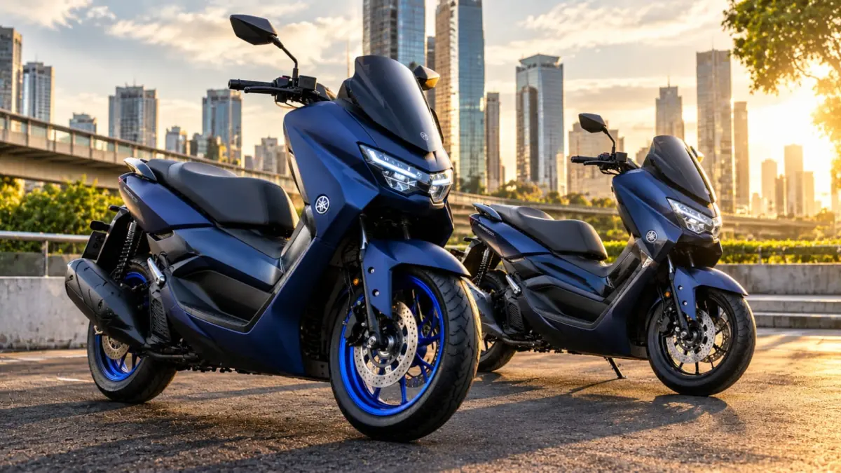 Ilustrasi: Yamaha NMAX Neo 2026 hadir sebagai bagian dari generasi terbaru keluarga NMAX. Model ini mendapatkan pilihan warna Matte Blue dengan velg Racing Blue, sementara sejumlah aspek teknis dan konsep produknya mengalami evolusi dibanding generasi sebelumnya. (ai/Sulistiono)