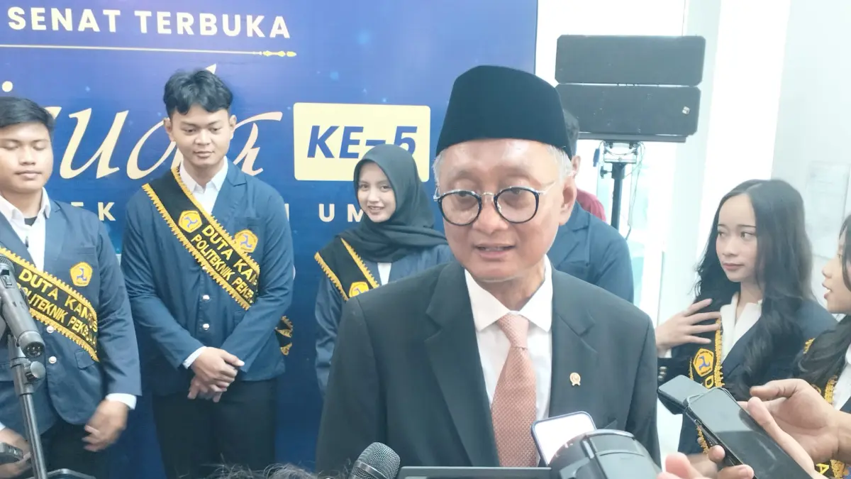 Menteri PU Ir Dody Hanggodo MPE saat menghadiri Sidang Senat Terbuka Wisuda Ke-5 Tahun 2026 PUtech di Kampus 2 PUtech, Sabtu (19/9). (FIGUR RONGGO WASSALIM)