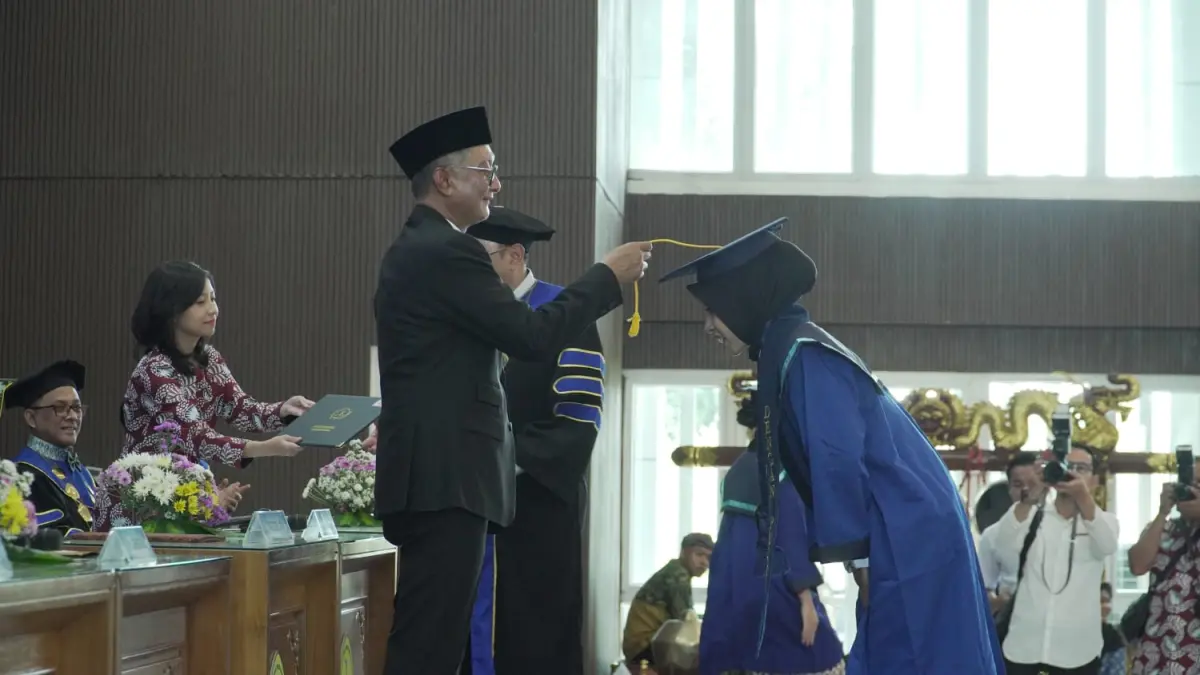 Sidang Senat Terbuka Wisuda Ke-5 Politeknik Pekerjaan Umum (PUtech) di Kampus 2 PUtech, Sabtu (19/9).