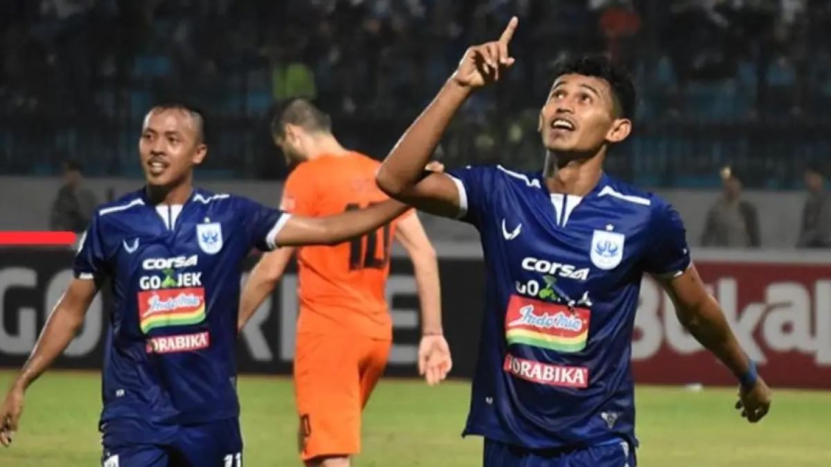 Hari Nur Yulianto merayakan gol ke gawang Pusam Borneo FC, saat PSIS masih bermain di Liga 1 Indonesia. (ist)