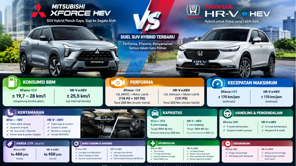 Mitsubishi XForce HEV vs Honda HR-V e:HEV