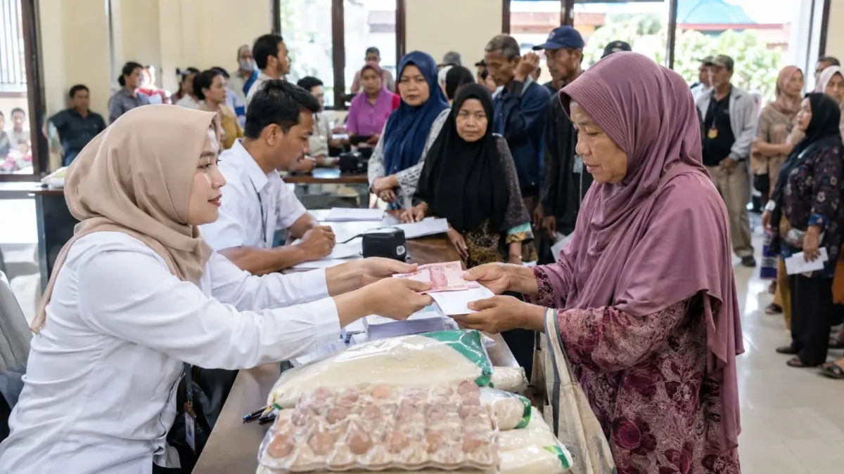 Ilustrasi: Penyaluran bantuan sosial PKH dan BPNT kepada Keluarga Penerima Manfaat. Bansos tahap 3 periode Juli-September 2026 masih disalurkan secara bertahap sehingga waktu penerimaan dapat berbeda antar-KPM. (ai/Sulistiono)