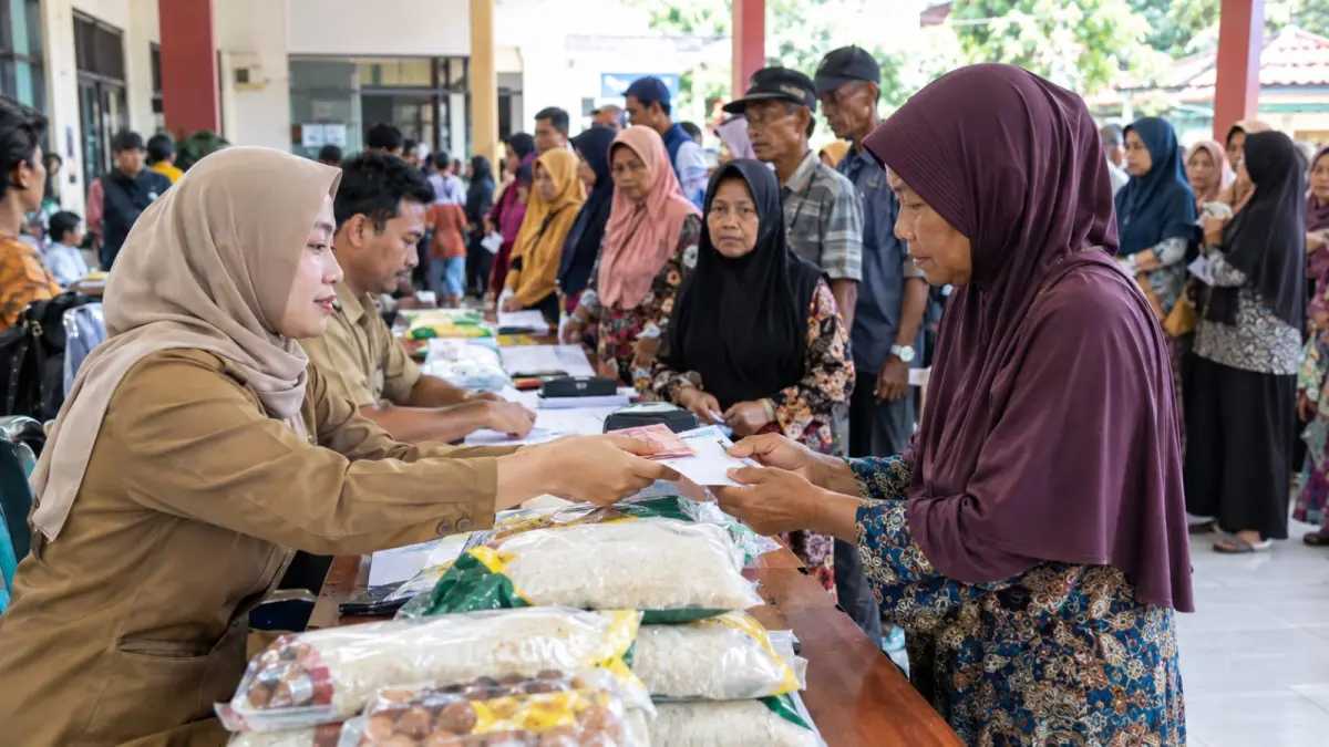 Ilustrasi: Petugas menyalurkan program Bansos PKH kepada masyarakat penerima manfaat PKH. (ai/Sulistiono)