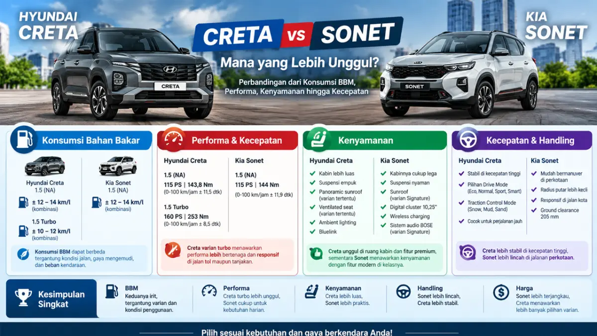 perbandingan Creta vs Sonet
