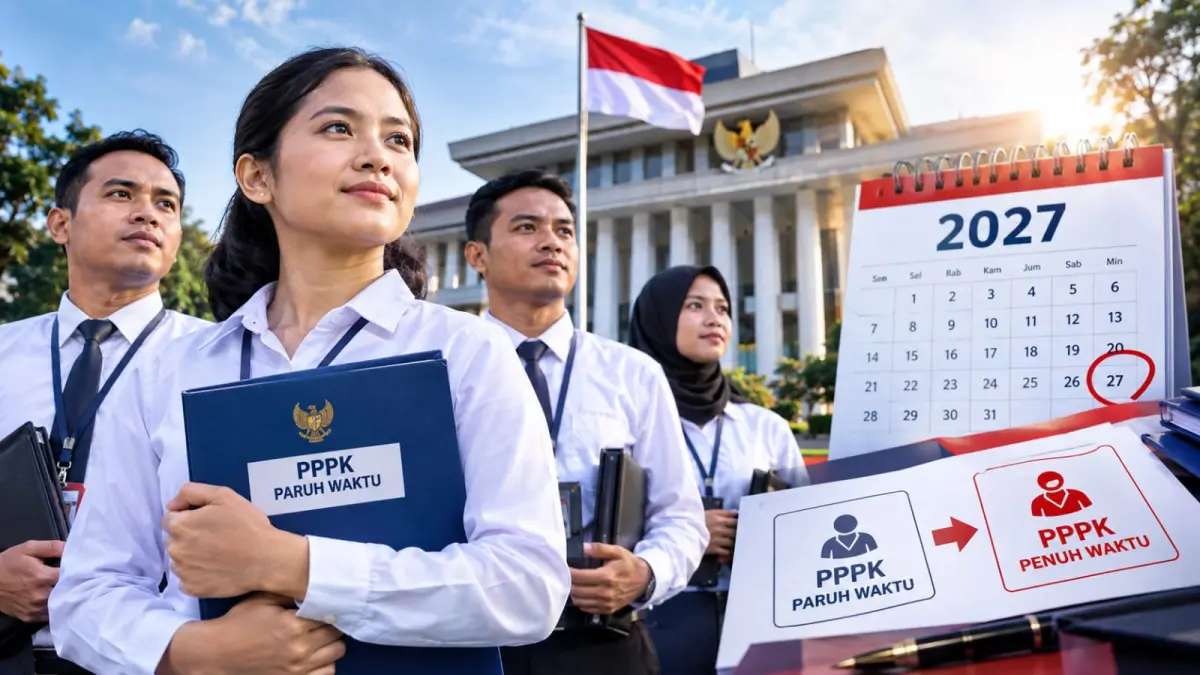 Ilustrasi PPPK paruh waktu. PPWI meminta kepastian peralihan status menjadi PPPK penuh waktu pada 2027 bagi seluruh profesi serta dukungan anggaran dari pemerintah. (ai/Sulistiono)