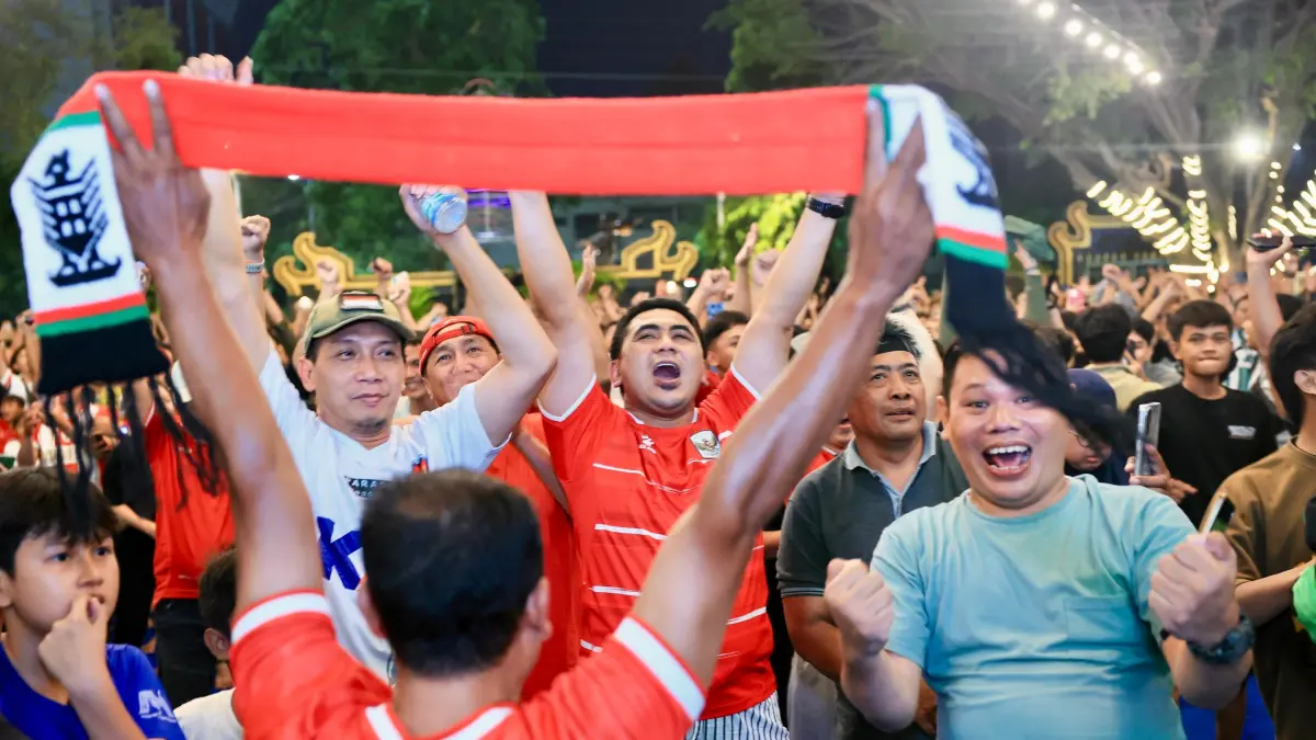 Suasana nobar timnas di Halaman Kantor Gubenuran Jateng, Kamis, (1/10/2026)