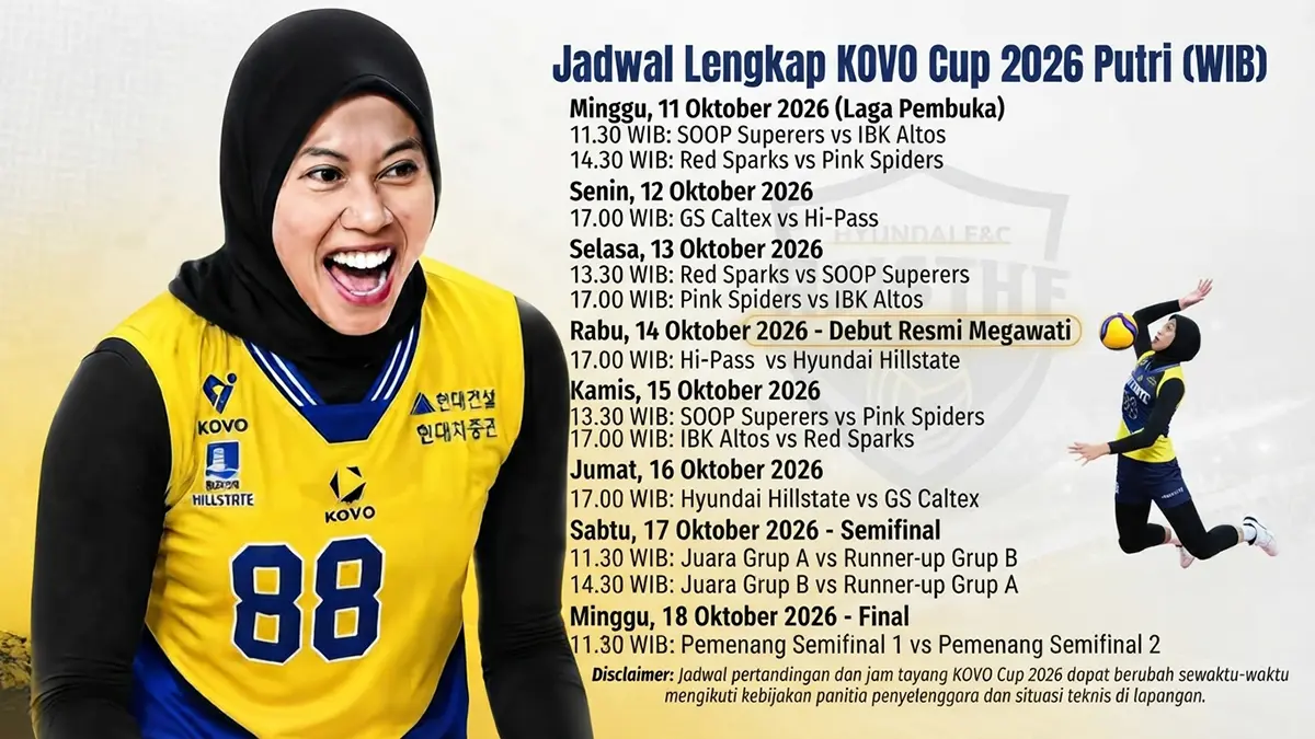 Jadwal Jam Tayang Aksi Perdana Megawati Hangestri, Hasil Drawing KOVO Cup 2026 Putri dan Link Live Streaming