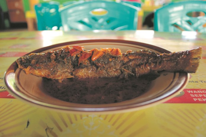 Mangut ikan beong menggugah selera, dimasak dengan bumbu ndeso. (Puput Puspitasari/Jawa Pos Radar Semarang)