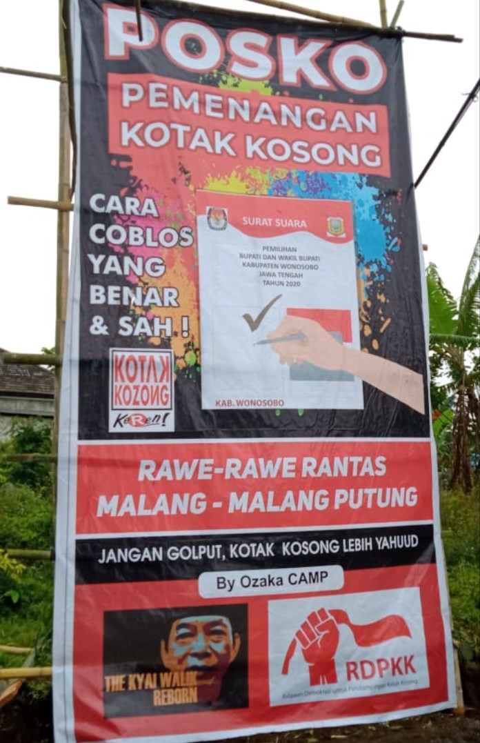 Baliho tentang cara memilih kotak kosong juga telah dipasang. (Istimewa)