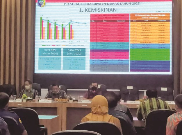 Sekda Pemkab Demak dr Singgih Setyono memimpin musrenbang di ruang Bina Praja. (Wahib Pribadi/Jawa Pos Radar Semarang)