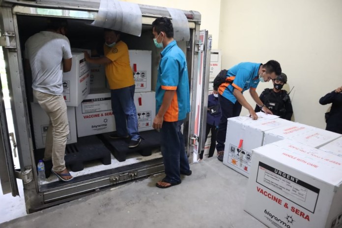 Jutaan vaksin tahap kedua telah sampai di gudang milik Dinkes Jateng. (Istimewa)