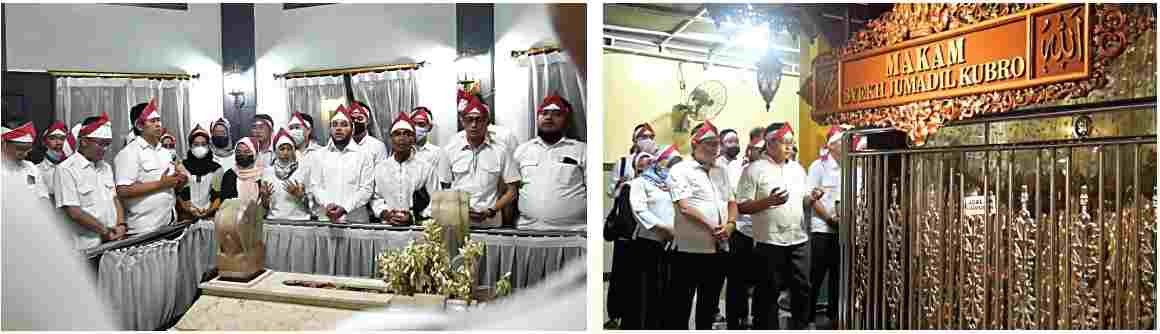 Staf dan karyawan PT Equityworld Futures Cabang Semarang menggelar tirakatan dengan berziarah ke 3 makam pejuang dan ulama yang tidak dimakamkan di Taman Makam Pahlawan. (Istimewa)
