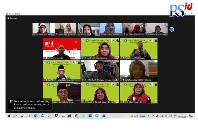 ANTUSIAS: Webinar Nasional “Menjadi Guru Mahir Menulis di Masa Pandemi” yang digelar (MGMP) Akidah Akhlak Provinsi DI Yogyakarta, Kamis (9/9/2021) (ISTIMEWA/RADARSEMARANG.ID)