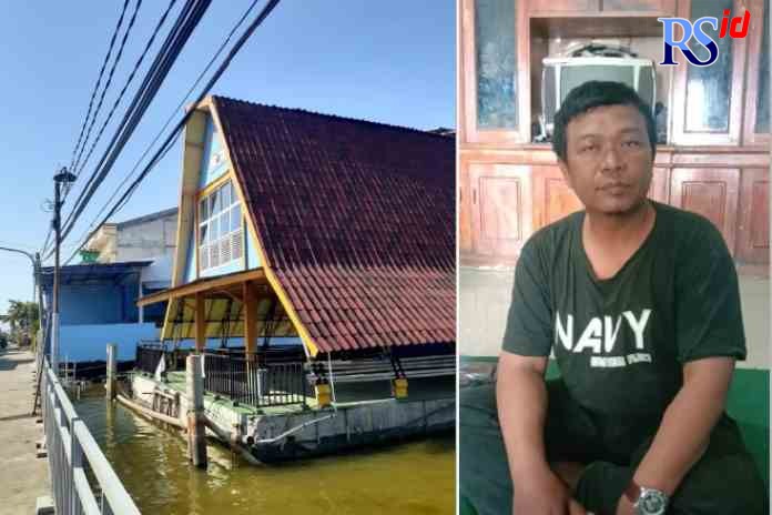 TAK TERAWAT: Kondisi rumah apung Tambak Lorok, Semarang Utara yang mangkrak. (Inzet) Arifin. (HAEKAL SATRIA TAWAQAL/jawa pos radar semarang)