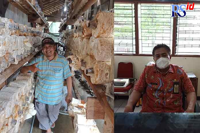 Salah satu warga Kelurahan Banjardowo yang membudidayakan jarum tiram. Suhartono (kanan). (Ariq Afra Nadhif/Jawa Pos Radar Semarang)