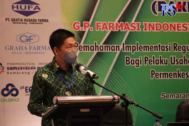 Ketua GP Farmasi Provinsi Jawa Tengah, Andre Widjajanto,saat memberikan sambutan Rakerprov, yang di gelar di Semarang, Rabu (26/1/2022). (Istimewa)