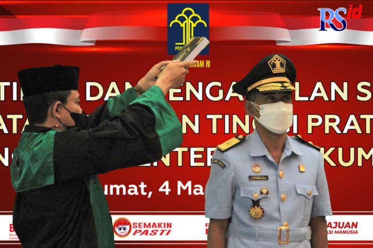 Menteri Hukum dan HAM Yasonna H L melantik dan mengambil sumpah 119 pejabat pimpti pratama Kemenkumham Jateng, Jumat (4/3/2022). (Istimewa)