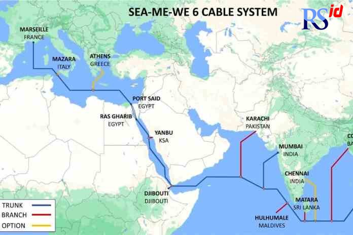 KONSTRUKSI KABEL LAUT : Telin bersama konsorsium SEA-ME-WE 6 memulai kontruksi kabel laut internasional sepanjang 19.200 km. (DOKUMEN TELKOM)