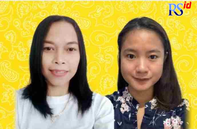 Ibu Y. Maria Kasmi pemilik kos (kiri, baju putih) dan Evelyn Febrian (kanan, baju biru). (IST)