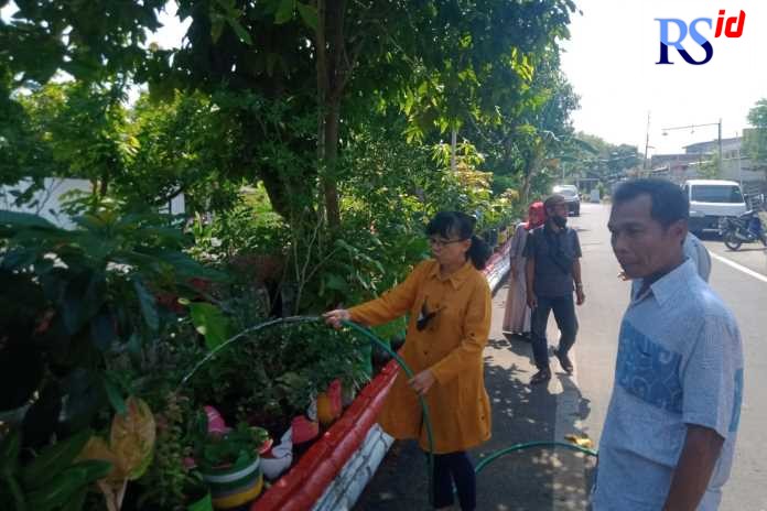 Salah satu tamanan sayur di RW 03 Kelurahan Bulu Lor yang ditanam pada pot dari sampah. (FIGUR RONGGO WASSALIM/JAWA POS RADAR SEMARANG)