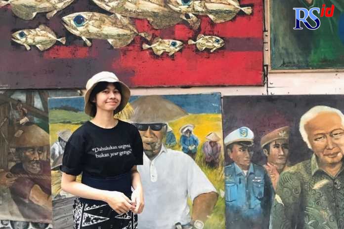 Ludwina Sabila Yassarah dan salah satu karya desain digitalnya. (Istimewa)