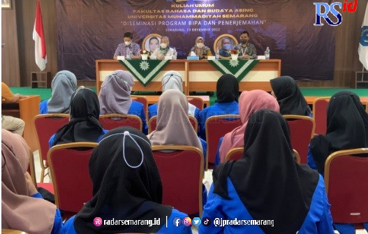 Kegiatan kuliah umum Diseminasi Program BIPA oleh Balai Bahasa Provinsi Jawa Tengah. (KHAFIFAH ARINI PUTRI/JAWA POS RADAR SEMARANG)