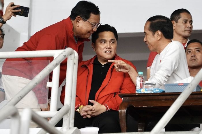 KOMPAK: Prabowo Subianto bersama Erick Thohir berbincang dengan Presiden RI Joko Widodo.