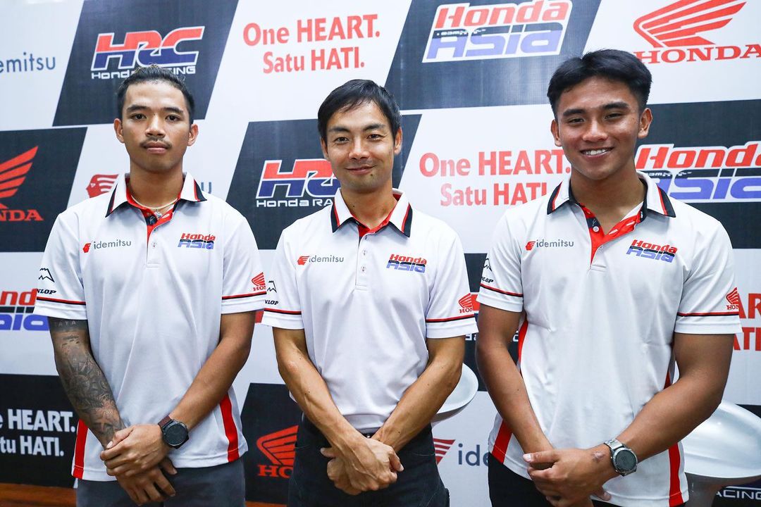 DUET ANYAR: Mario Aji dan Somkiat Chantra akan bertandem di Moto2 mulai musim depan. (IG: @honda_team_asia)