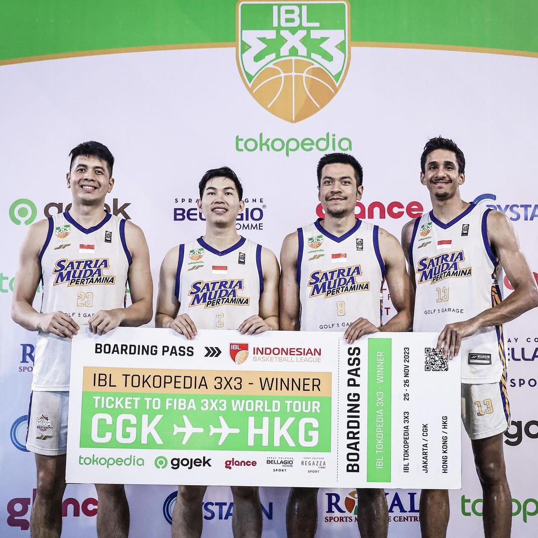JUARA: Tim basket Satria Muda Pertamina Jakarta menjuarai Turnamen IBL Tokopedia 3x3 Indonesia Tour 2023. (IG: @iblindonesia)