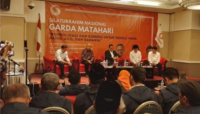 Anies Baswedan dan Muhaimin saat dalam acara silaturahmi dengan relawan Garda Matahari