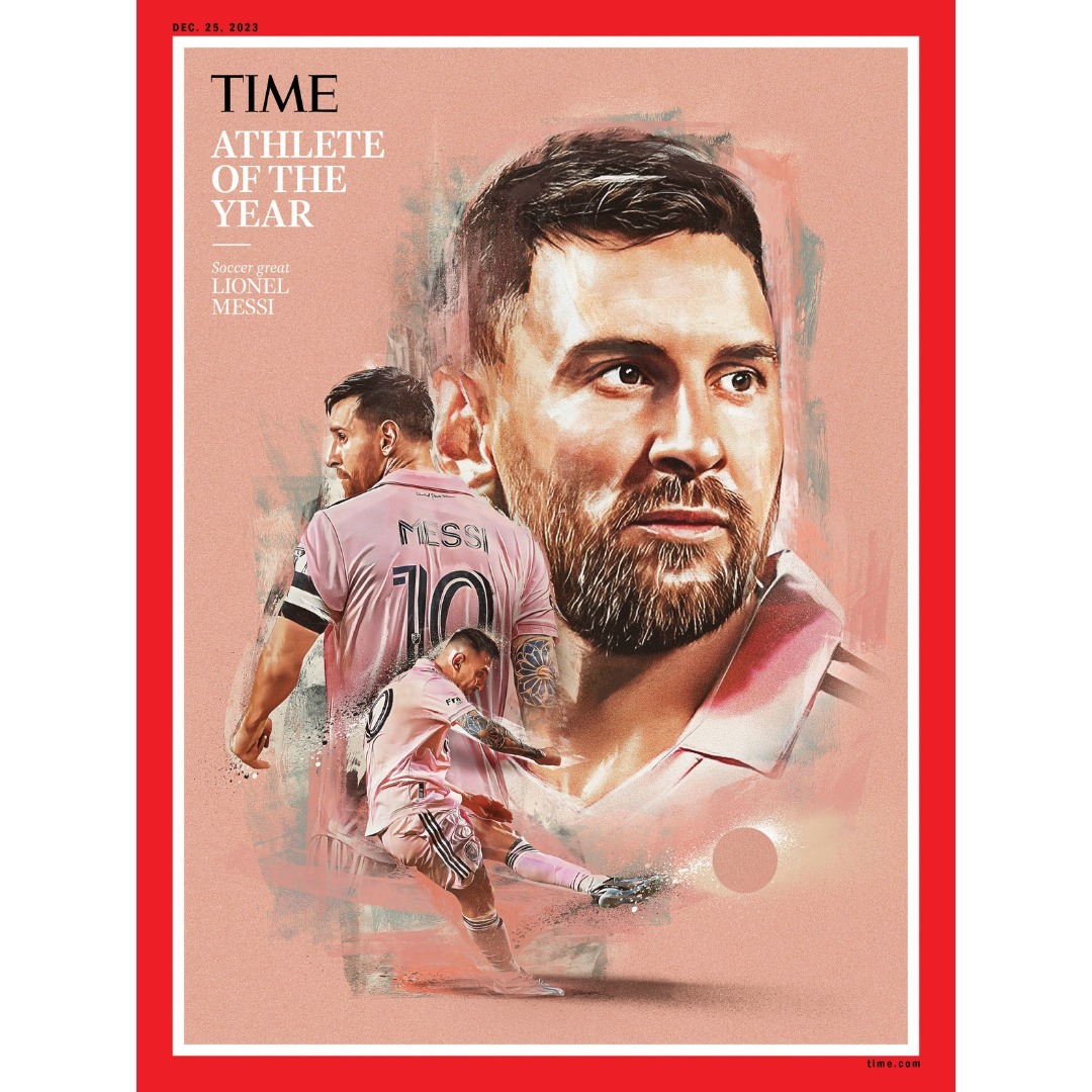 GOAT: Majalah terkemuka TIME memilih Lionel Messi menjadi Atlet Terbaik Tahun 2023. (IG: @time)