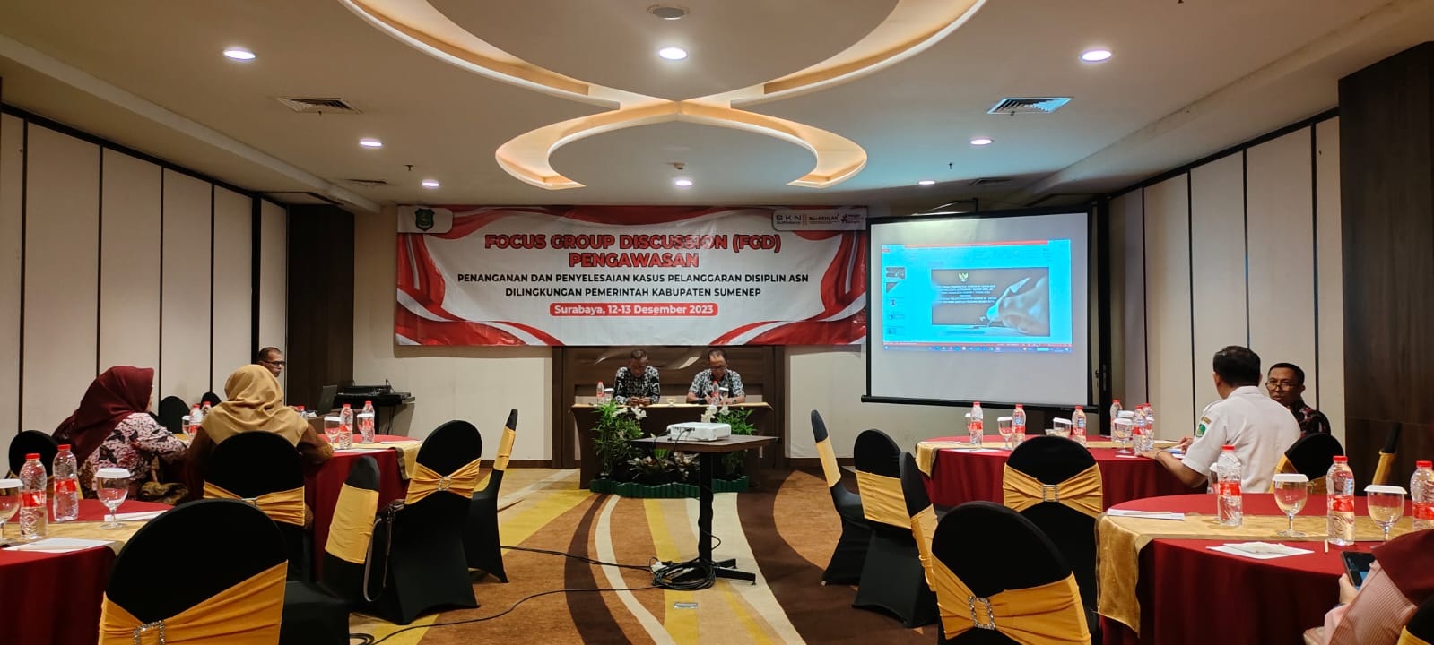 MEMAKAN ANGGARAN: Ispektorat menggelar DKT pengawasan penanganan dan penyelesaian kasus pelanggaran disiplin ASN bersama BKN Regional II Surabaya, Rabu (13/12). (ISTIMEWA)
