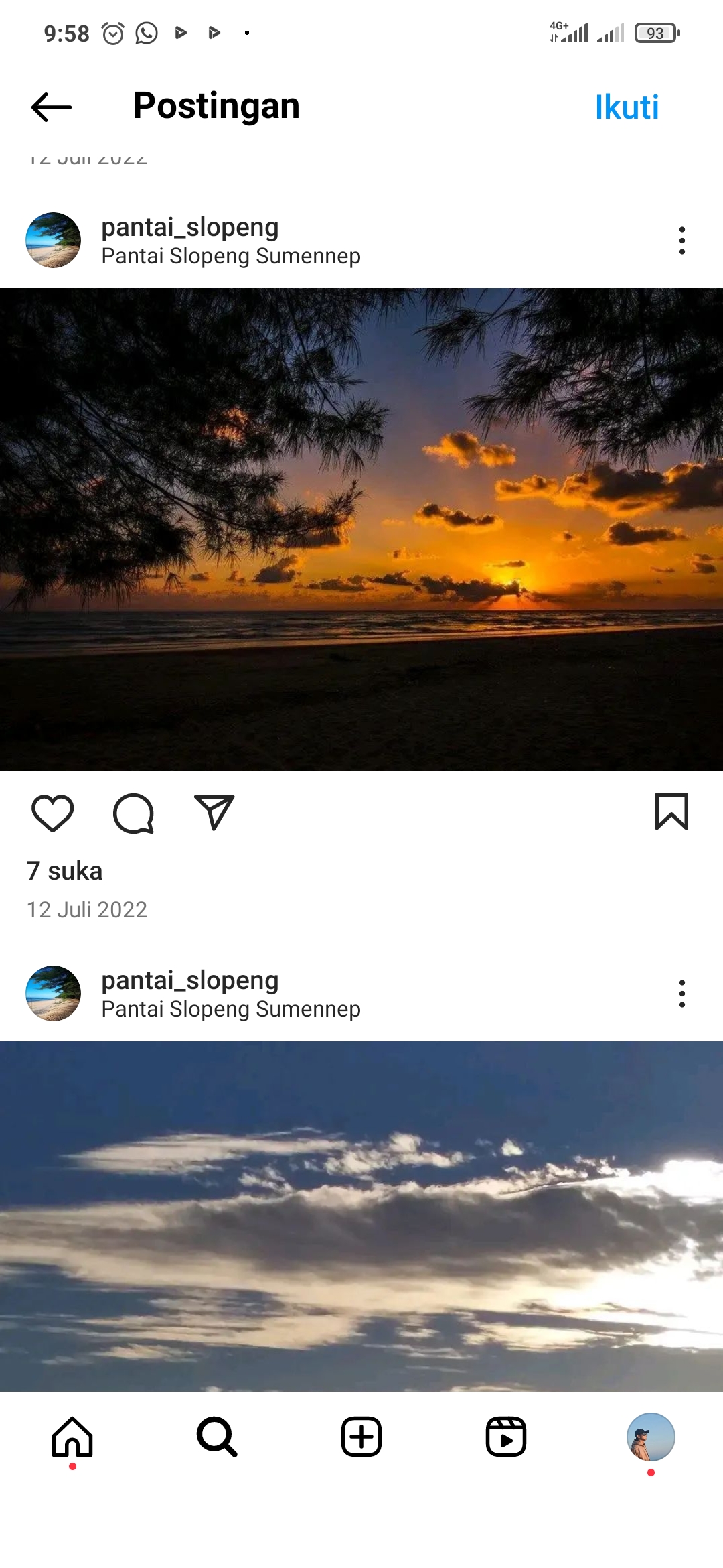 Portet senja di pantai Slopeng yang akan memanjakan mata.