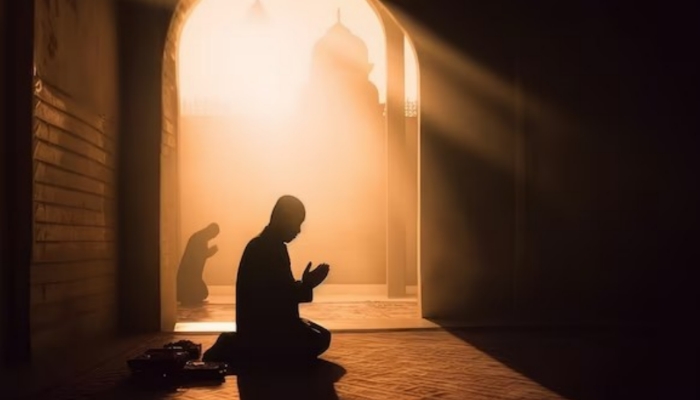 Ilustrasi seseorang muslim sedang beribadah