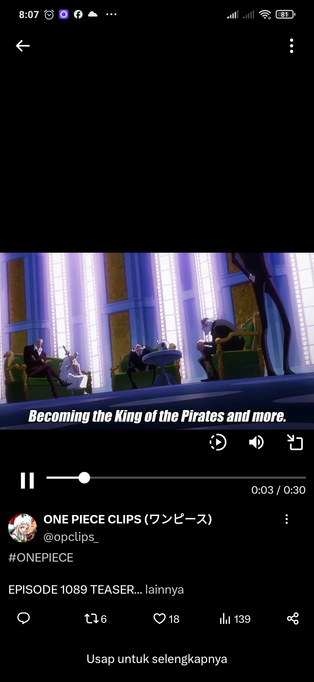 Salah satu scane One Piece 1089 dalam trailernya.