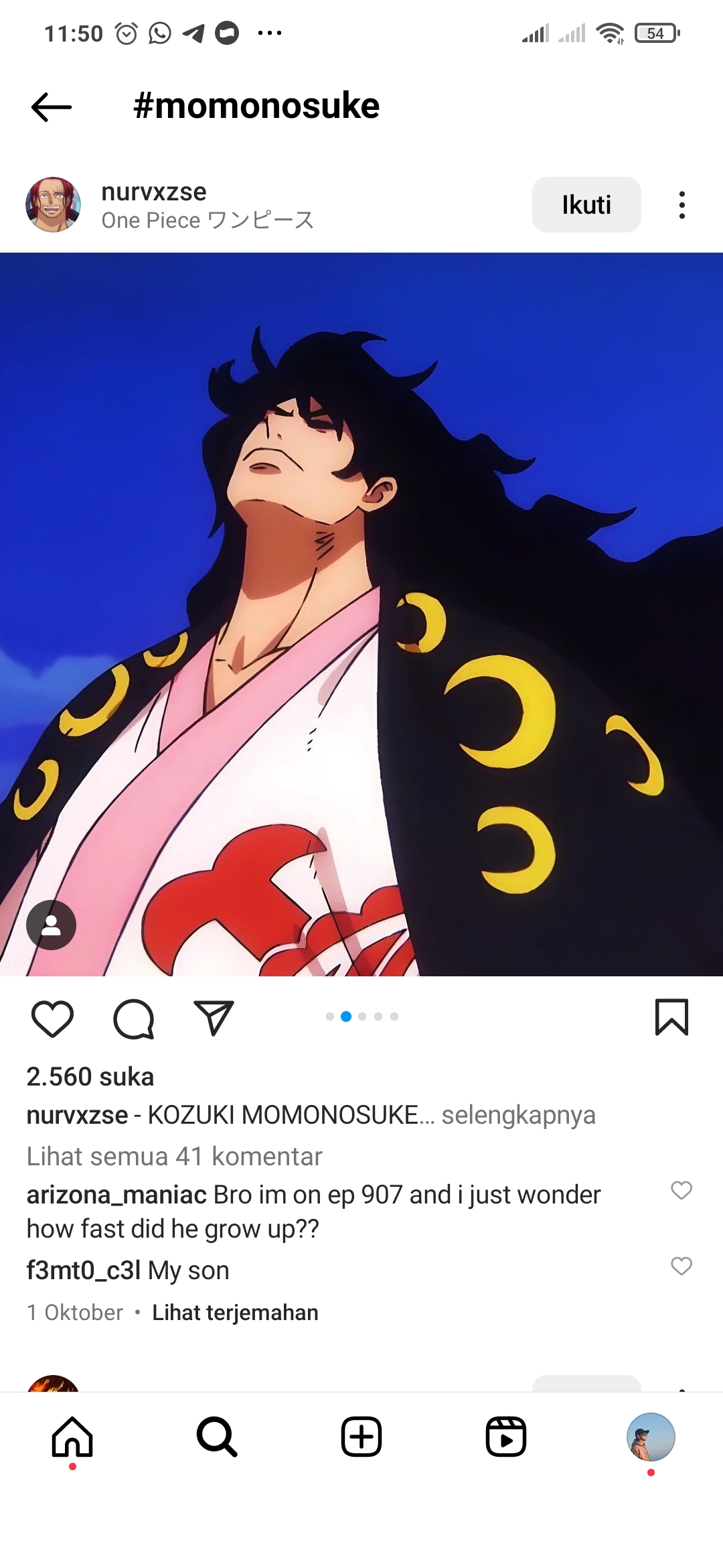 Momonosuke merupakan putra tertua oden yang berpetualang bersama Luffy hingga Arc Wano