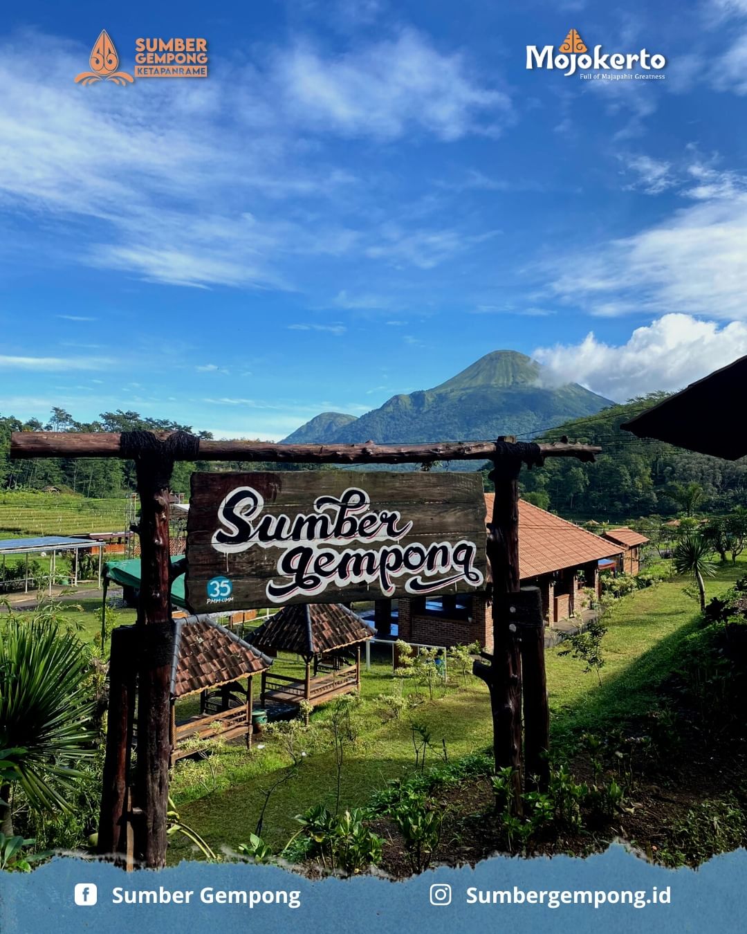 sumber gempong, wisata tengah sawah di trawas mojokerto
