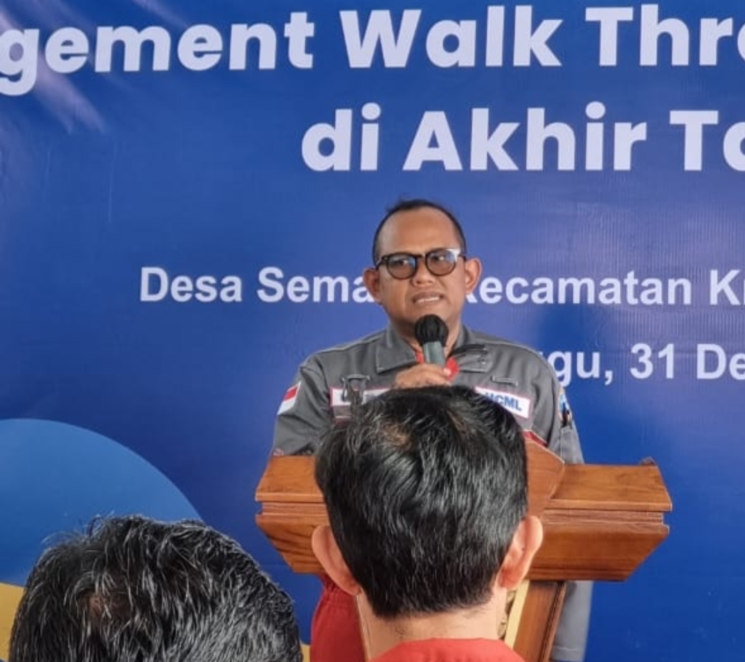 PEMAPARAN: Manager Regional Office & Relations HCML, Hamim Tohari memberikan sambutan di Pasuruan, Jawa Timur pada Minggu (31/12/2023)