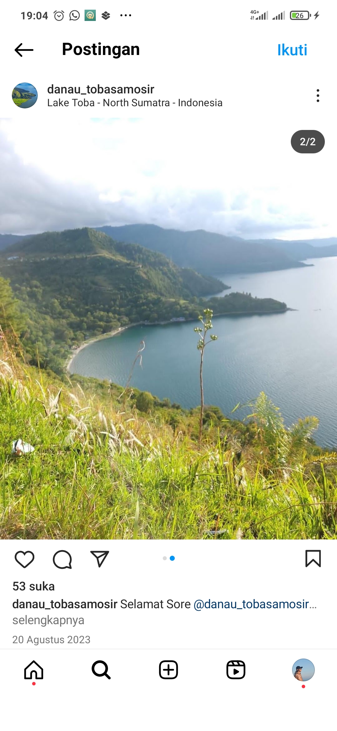 Potret Danau Toba dari atas