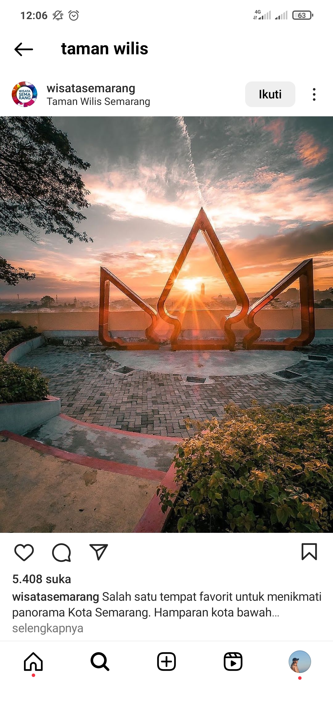 indahnya pemandangan senja di Taman Wilis