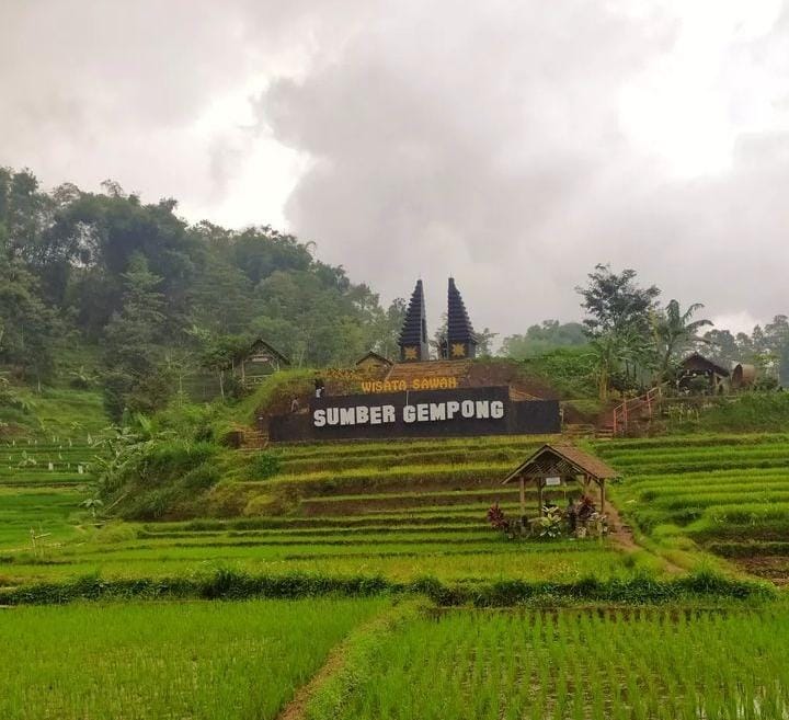 Salah satu wahana di Wisata Sawah Sumber Gempong, destinasi alam yang menyegarkan di Mojokerto. (Instagram @hayu_rakhmawati untuk RadarMadura.id)