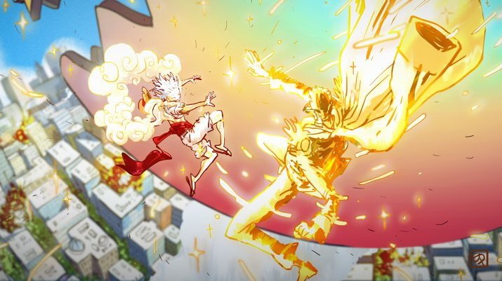 Ilustrasi pertarungan sengit Luffy dan Kizaru