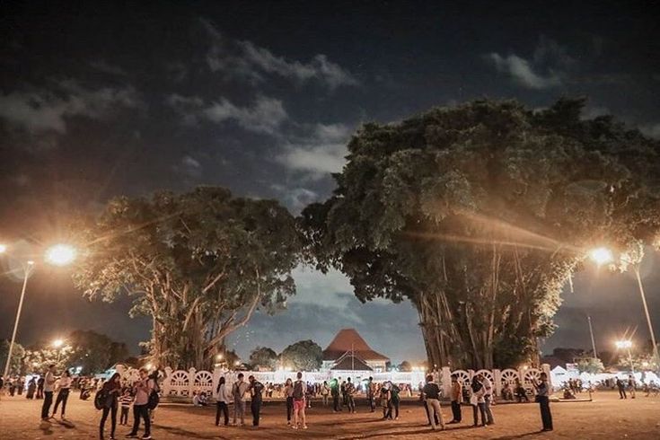 Beringin Kembar di Alun-Alun Kidul Yogyakarta ramai dikunjungi ketika malam hari. (pinterest)