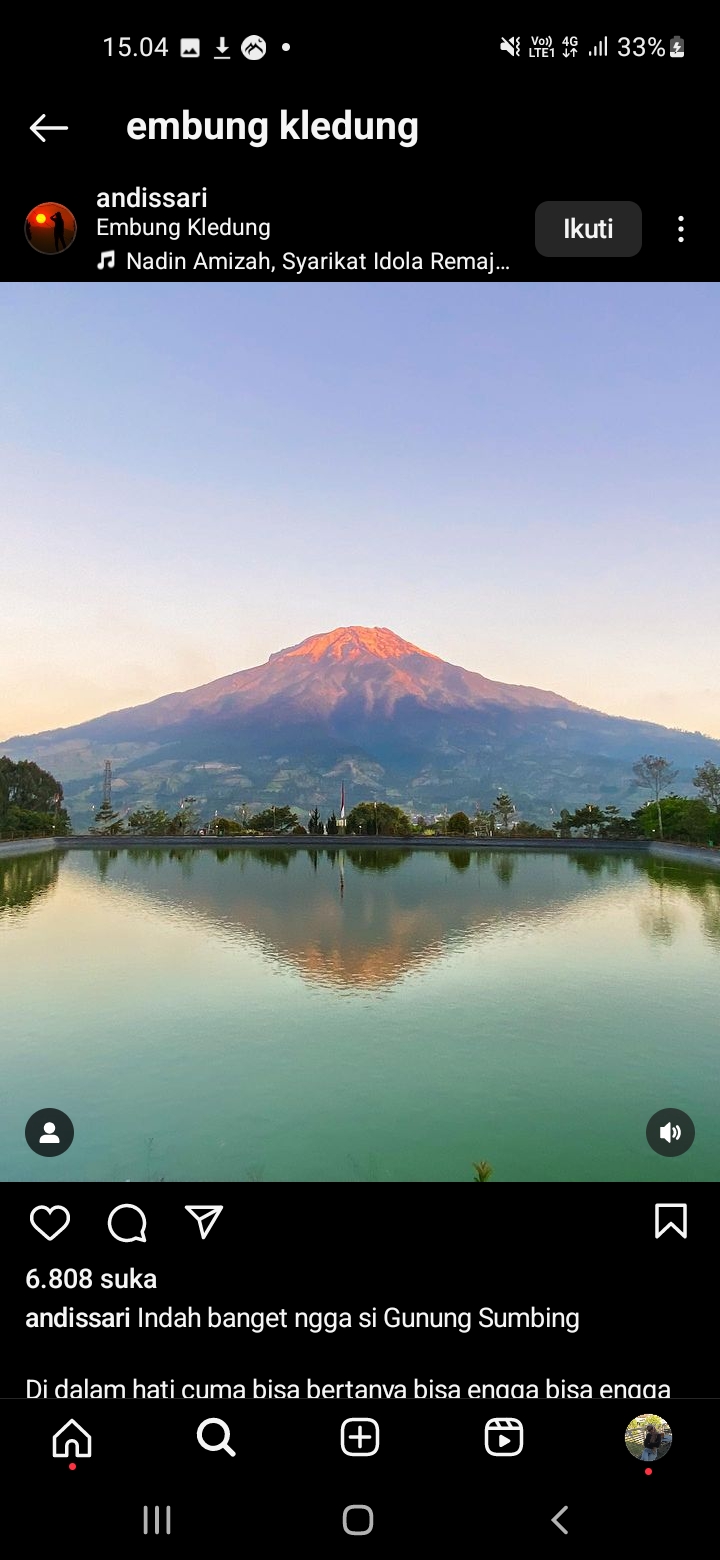Gunung Sumbing Menjadi Objek Menarik di Wisata Embung Kledung