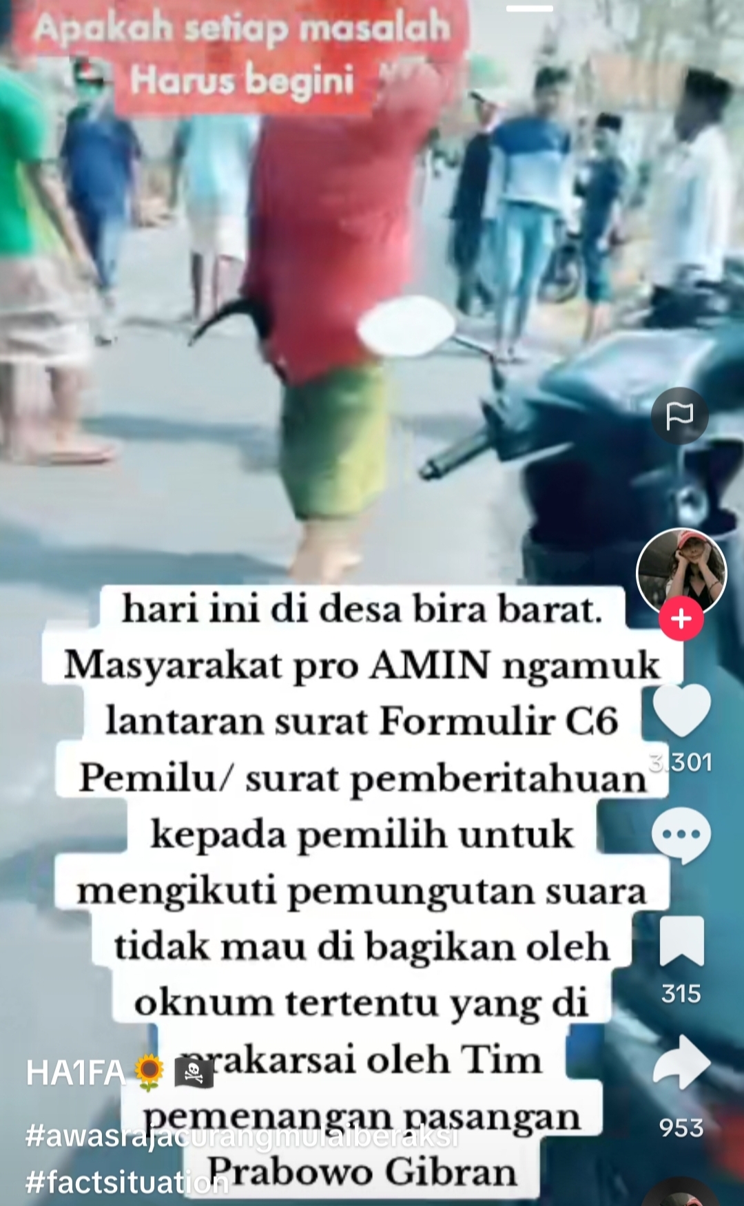 HOAX: Cuplikan video viral tentang kecurangan tim Prabowo Gibran di Desa Bira Barat, Kecamatan Ketapang, Sampang ternyata video lawas tentang Pilkades 2019 di desa tersebut.
