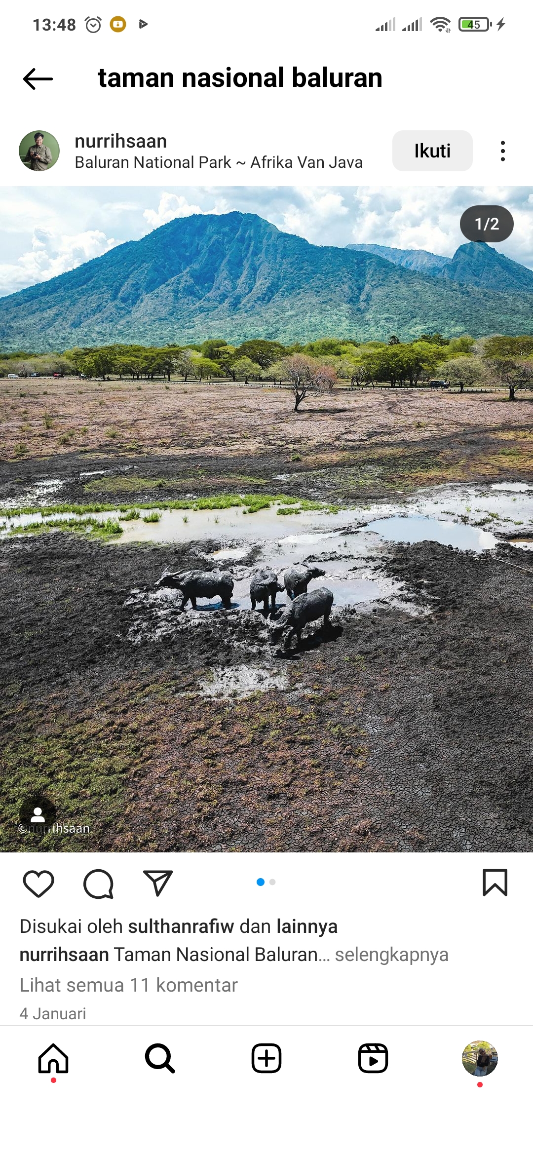 Taman Nasional Baluran dengan nuansa alam yang kental.